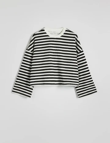 Bluza Oversize Reserved, alb/negru