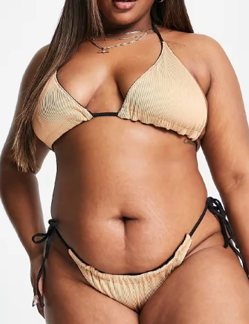 Chilot de  baie We Are We Wear Plus Size, crem/negru Crem