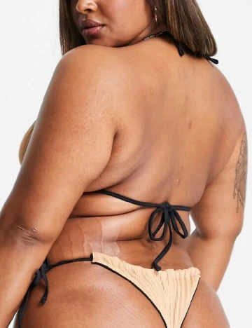 Chilot de  baie We Are We Wear Plus Size, crem/negru Crem