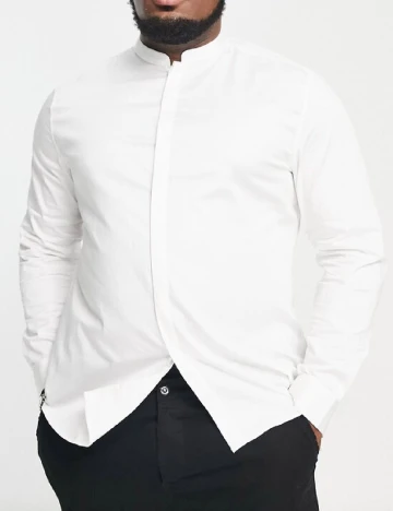 Camasa Asos Plus Size Men, alb Alb