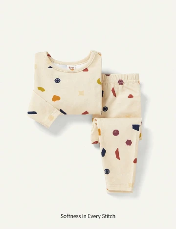Pijama CozyCub, crem Crem