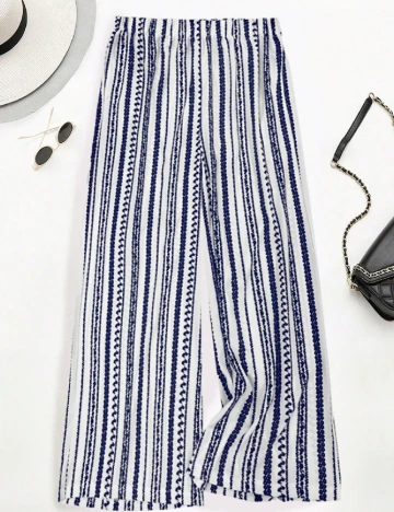Pantaloni SHEIN CURVE, alb/albastru