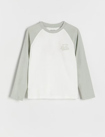 
						Bluza Reserved, alb/verde
