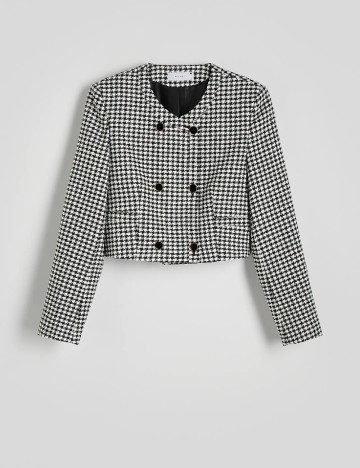 Sacou Reserved, alb/negru
