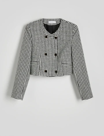 Sacou Reserved, alb/negru