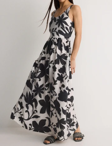 Rochie lunga Reserved, alb/negru