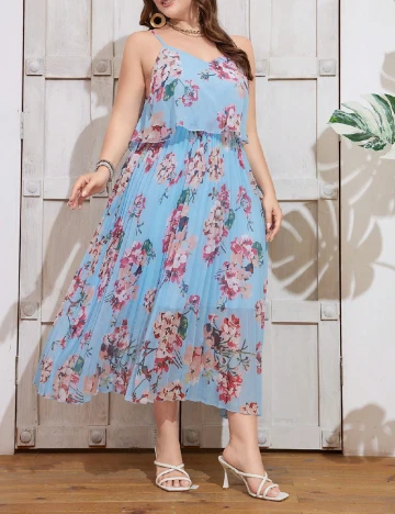 Rochie medie SHEIN CURVE, bleu Albastru