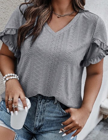 
						Tricou SHEIN CURVE, gri