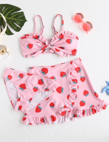 
						Costum de baie Shein Kids, roz