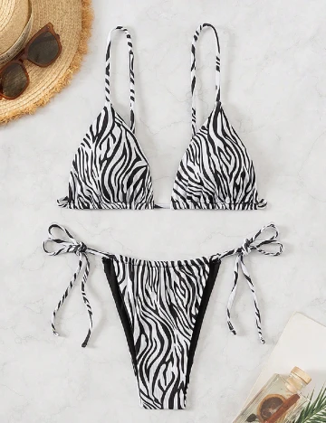 Costum de baie SHEIN, alb/negru Alb