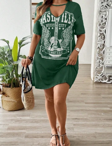 Rochie scurta SHEIN CURVE, verde Verde