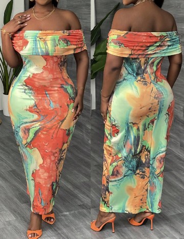 
						Rochie lunga SHEIN CURVE, mix culori