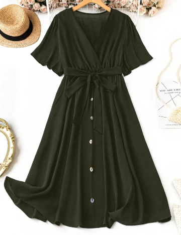 Rochie medie SHEIN CURVE, verde inchis