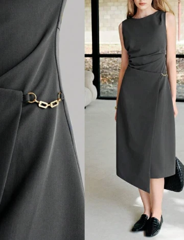 Rochie medie MOTF, gri inchis Gri