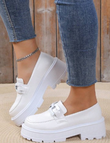 
						Mocasini SHEIN, alb