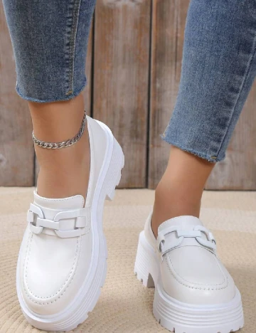 Mocasini SHEIN, alb Alb
