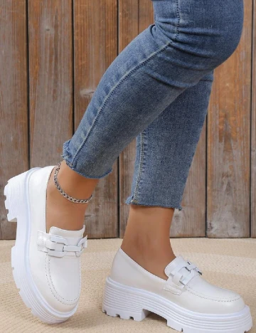 Mocasini SHEIN, alb Alb