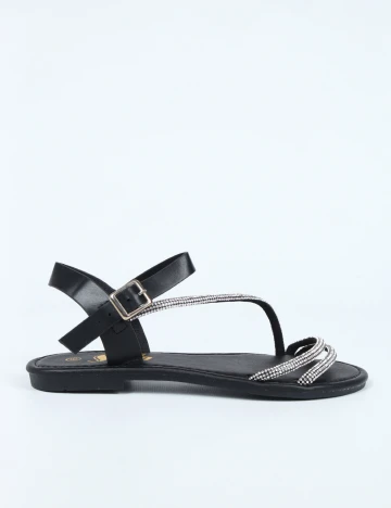 Sandale SHEIN, negru/argintiu Negru