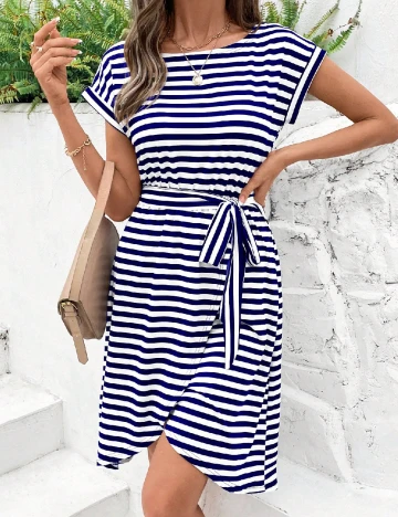 Rochie scurta SHEIN, alb/albastru