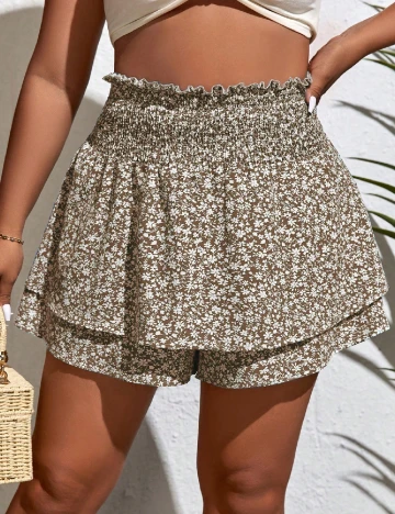 Pantaloni scurti SHEIN CURVE, maro