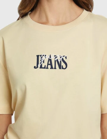 Tricou Oversize Guess, crem