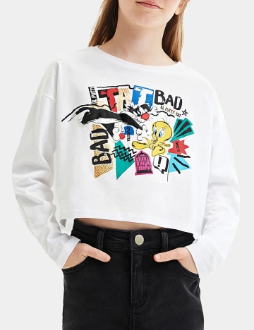 Bluza Oversize Desigual, alb Alb