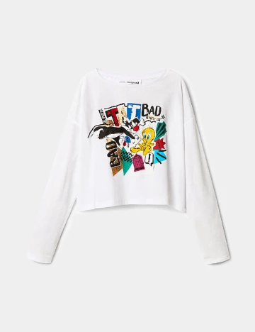Bluza Oversize Desigual, alb Alb