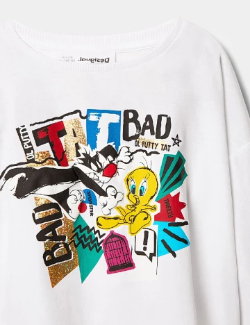 Bluza Oversize Desigual, alb Alb