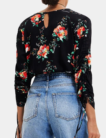 Top Desigual, negru Portocaliu