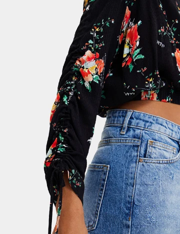 Top Desigual, negru Portocaliu