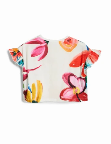 Tricou Oversize Desigual, ecru Alb