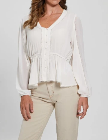 Bluza Guess, ecru Alb