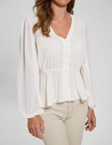 Bluza Guess, ecru Alb