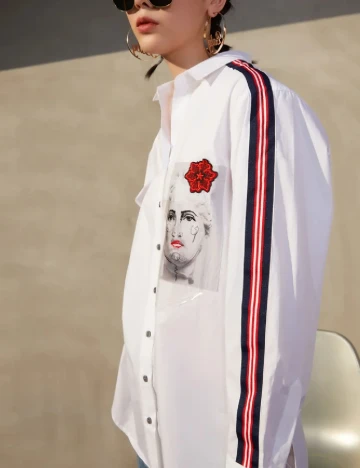 Camasa Oversize Desigual, alb