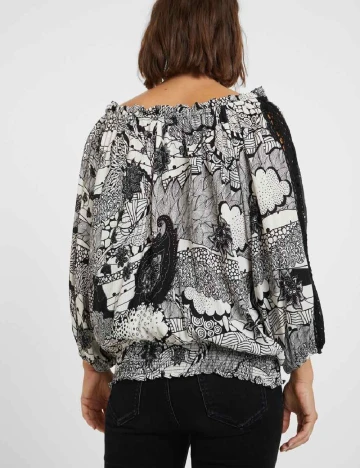 Bluza Desigual, alb/negru Negru