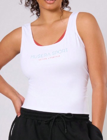 
						Maiou Musera Plus Size, alb