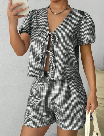 Compleu SHEIN, negru/alb Negru