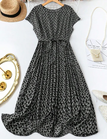 Rochie lunga SHEIN CURVE, negru/alb Negru