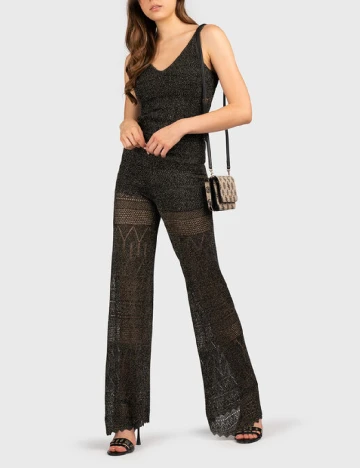 Pantaloni Marciano Guess, negru/auriu Negru