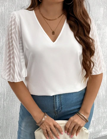 Bluza SHEIN CURVE, alb Alb