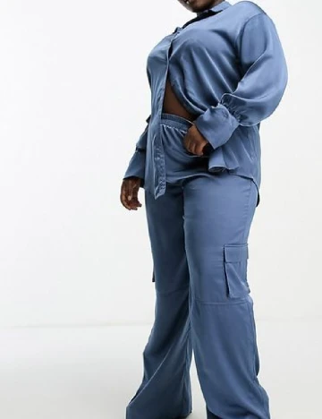 Pantaloni I SAW IT FIRST Plus Size, albastru Albastru