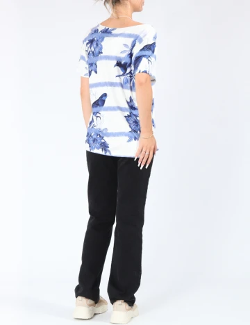 Tricou Desigual, albastru/alb