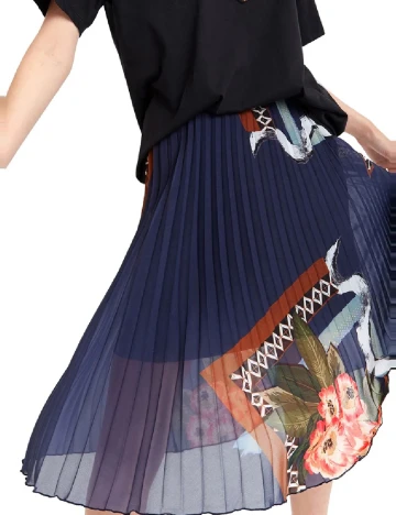 Fusta Desigual, albastru Albastru