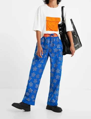 Pantaloni Desigual, albastru Albastru