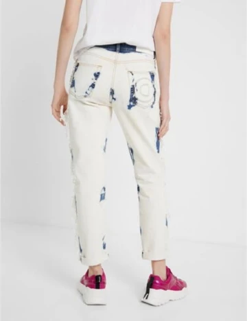 Blugi Desigual, ecru Alb