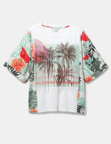 Tricou Desigual, alb Alb