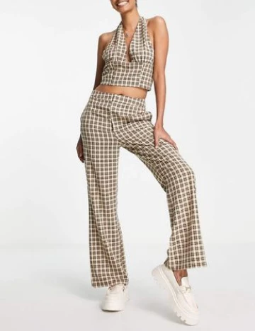 Pantaloni Lola May, crem/maro Crem