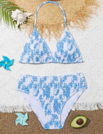 Costum de baie SHEIN, albastru/alb Albastru