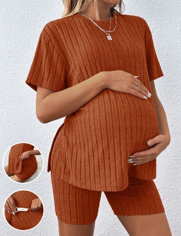 
						Compleu SHEIN Maternity, caramiziu