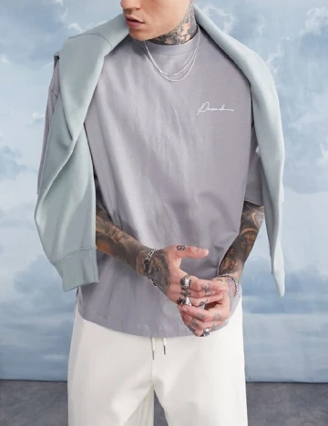 Tricou Oversize ASOS, gri Gri